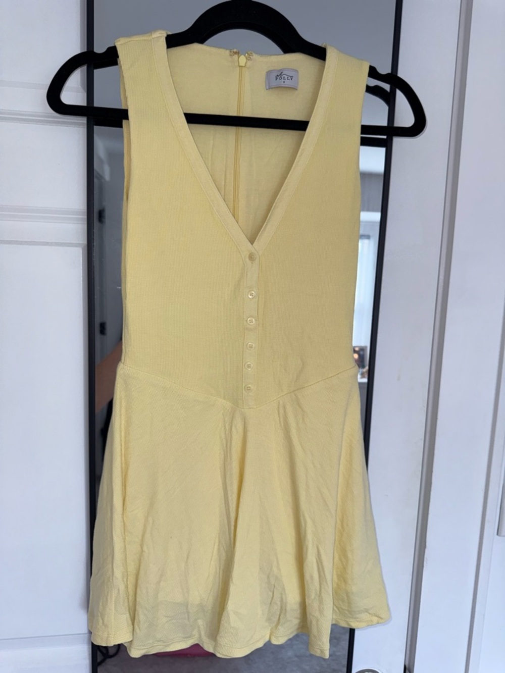 Oh Polly Pale Yellow Ribbed V‑Neck Mini Dress - Picture 8 of 13